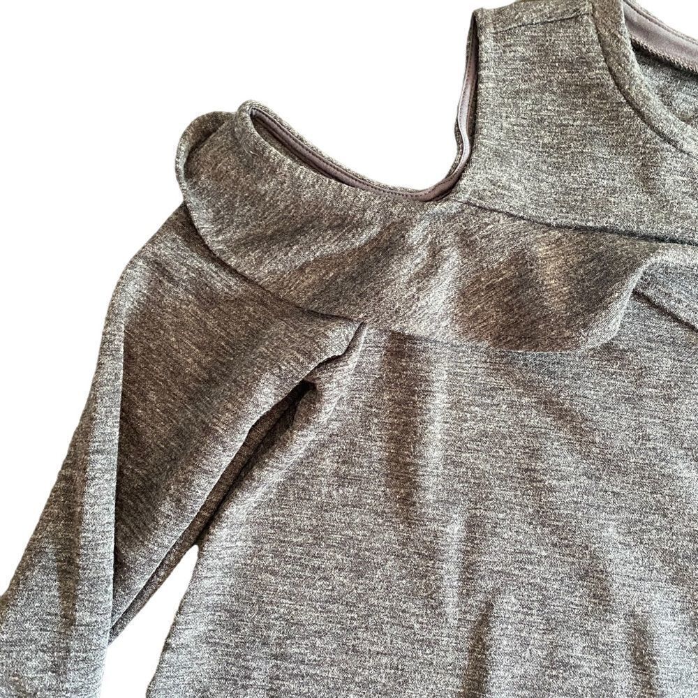 Loft NEW gray cold shoulder ruffle long sleeve tunic dress medium - Picture 3 of 6